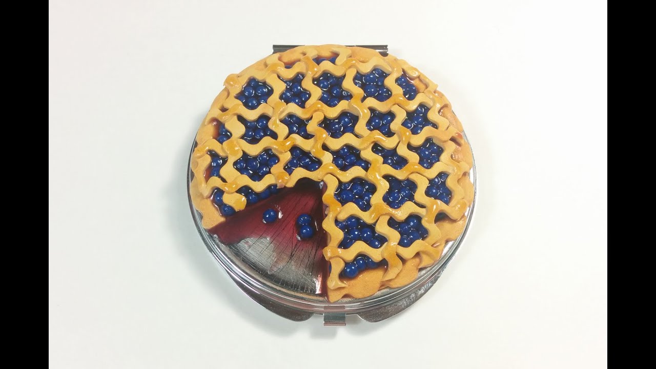 DIY Polymer Clay Blueberry Pie Compact Mirror Tutorial