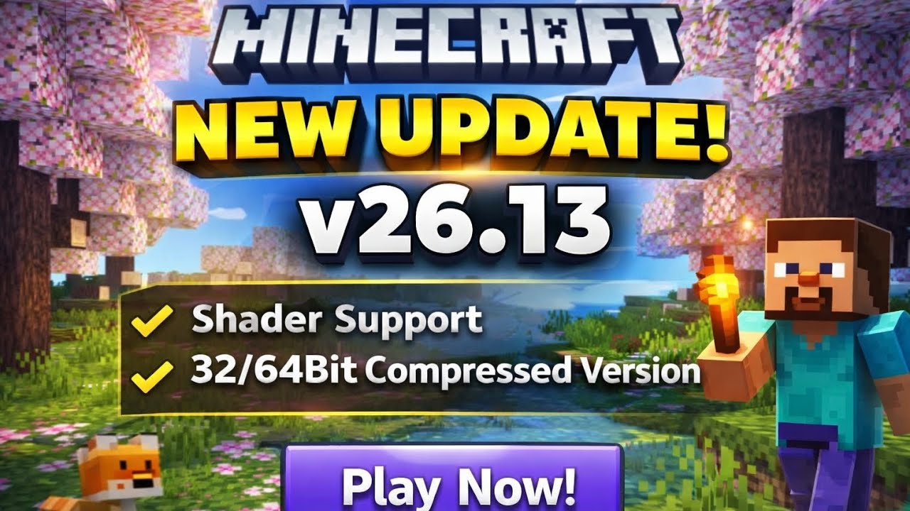 Minecraft v26.13 😱 NEW UPDATE! Tiny Takeover + Shader Support 🔥 32/64bit Compressed Version