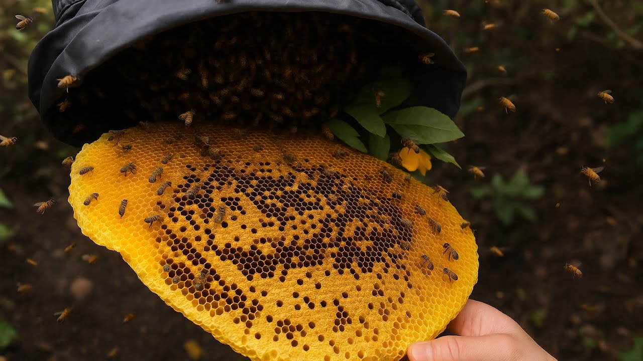 🐝 Wild Beehive Harvest in the Forest | Natural Honeycomb Extraction