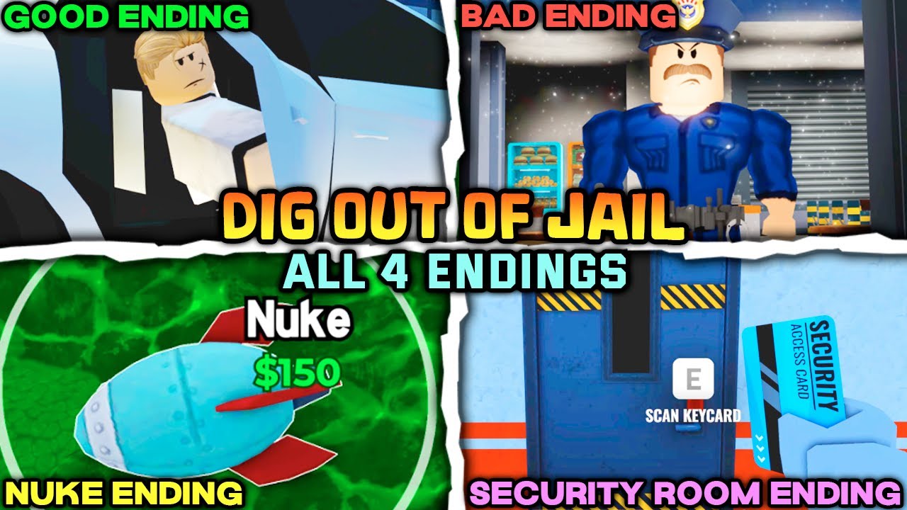 Dig Out Of Jail - All 4 Endings | Roblox