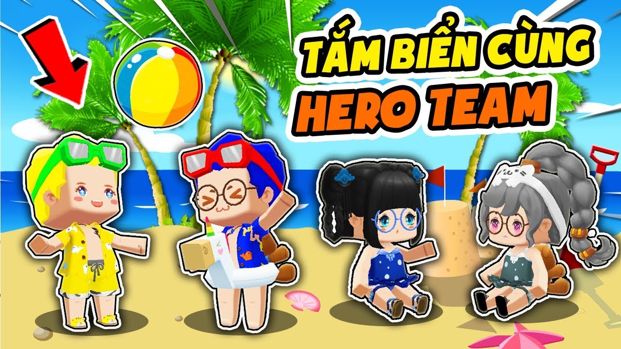 🌴 THỬ THÁCH 24 GIỜ CẮM TRẠI TRÊN BÃI BIỂN TRONG MINI WORLD | HERO TEAM TẮM BIỂN