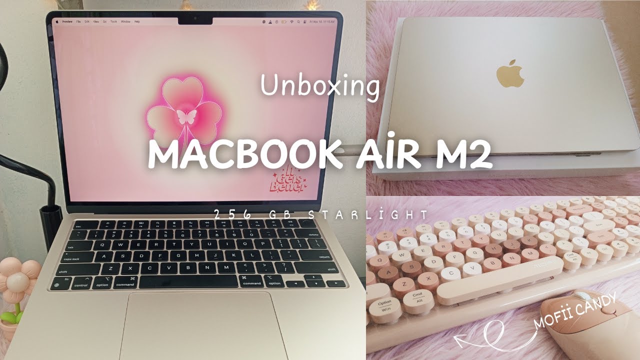 Days in my life ep. 3 | ✨unboxing MacBook Air M2  Starlight 256GB + mofii keyboard aesthetic set-up