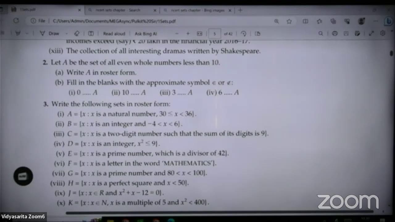 Sets L-01 | 11-09-2023 | Pulkit Sir | Maths 11th PCMB B4 | VSA