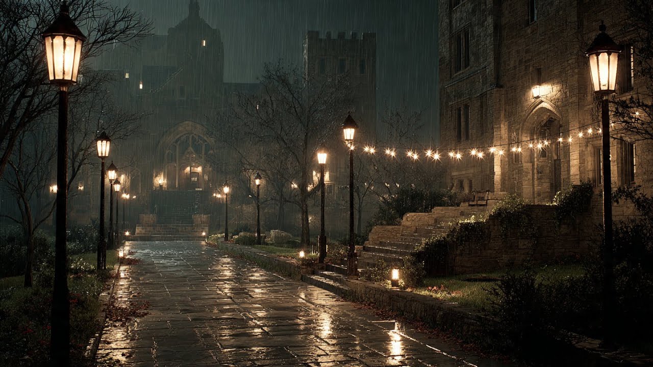 Dark Academia Rain Ambience for Sleep | No Talking | Cozy Night