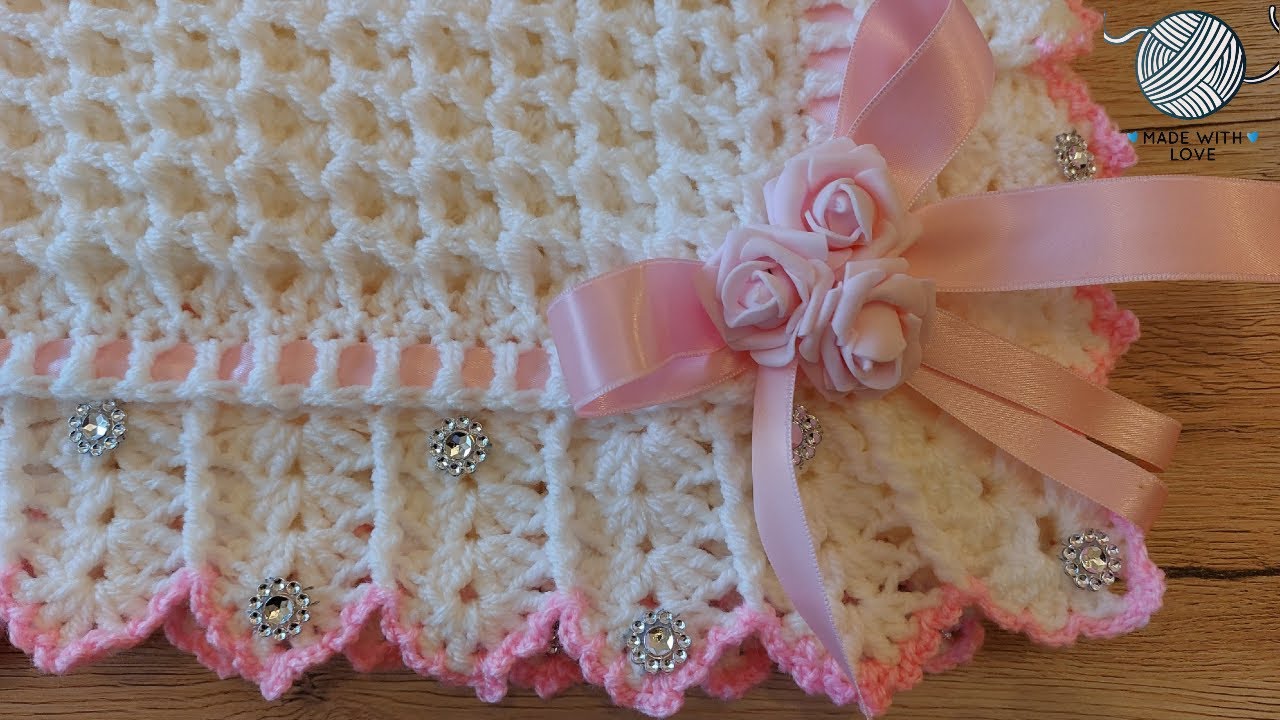 بطانية للأطفال غرزة قطرة الثلج -  Baby Blanket Snowdrop Stitch