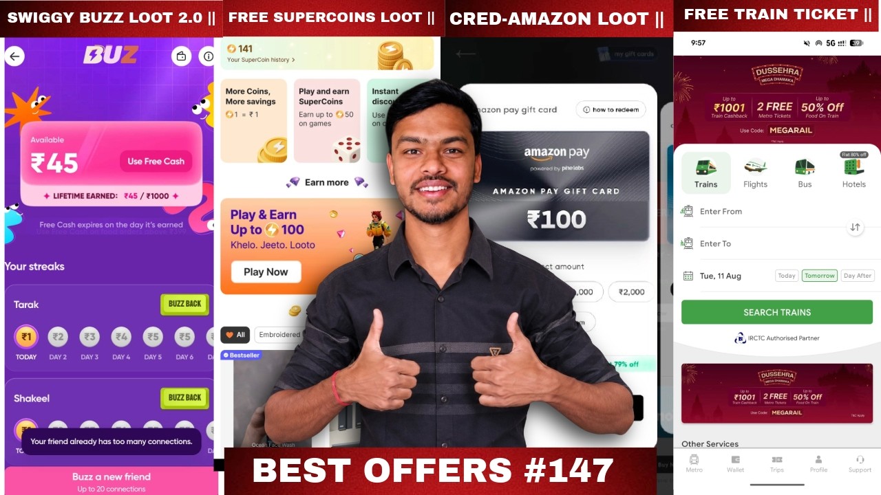 Free Supercoins from Shopsy, Free Train Ticket, Swiggy Buzz offer is Back, Cred-Amazon Huge Loot ||