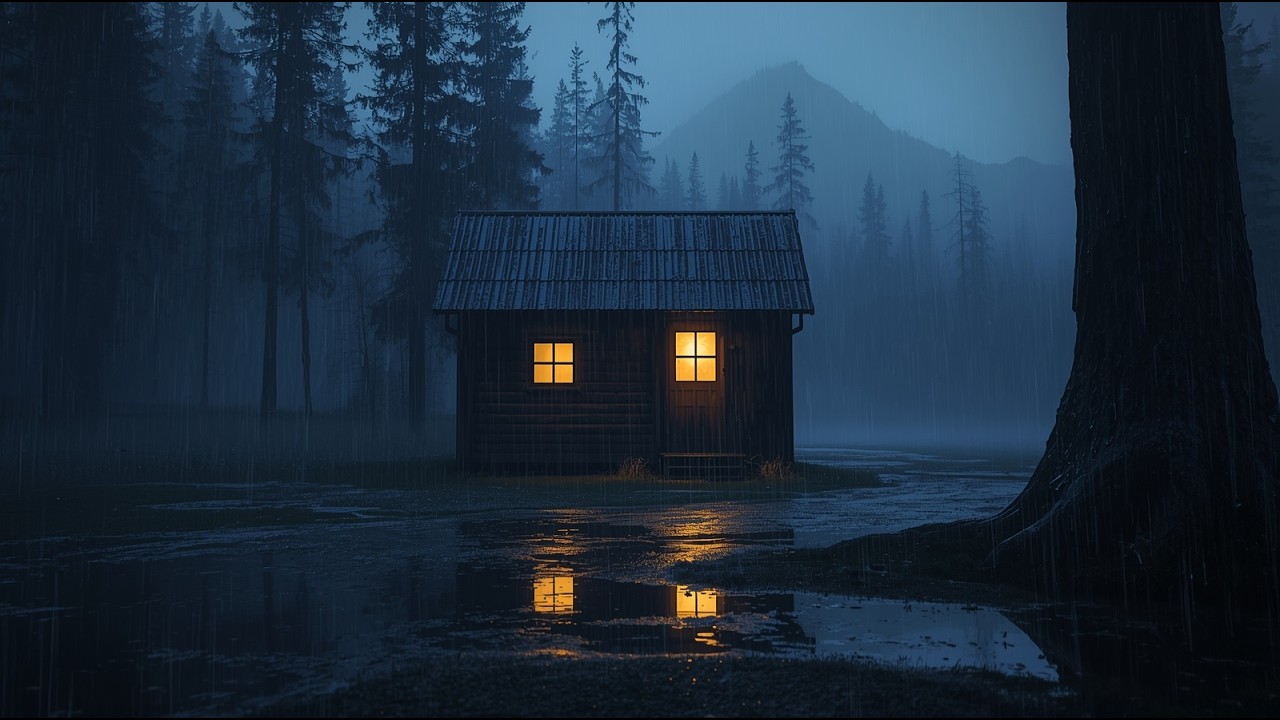 Heavy Rain Night Ambience with Thunder for Deep and Restful Sleep