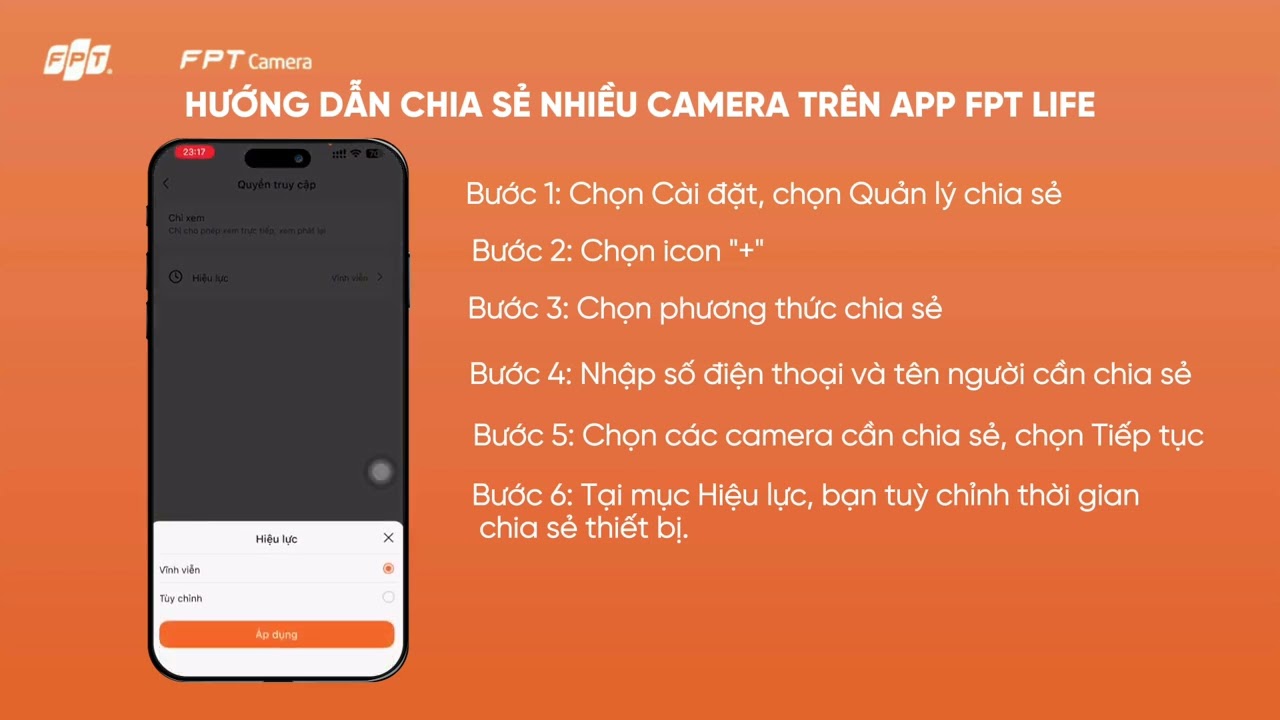 Hướng dẫn chia sẻ nhiều thiết bị camera (App FPT Life)