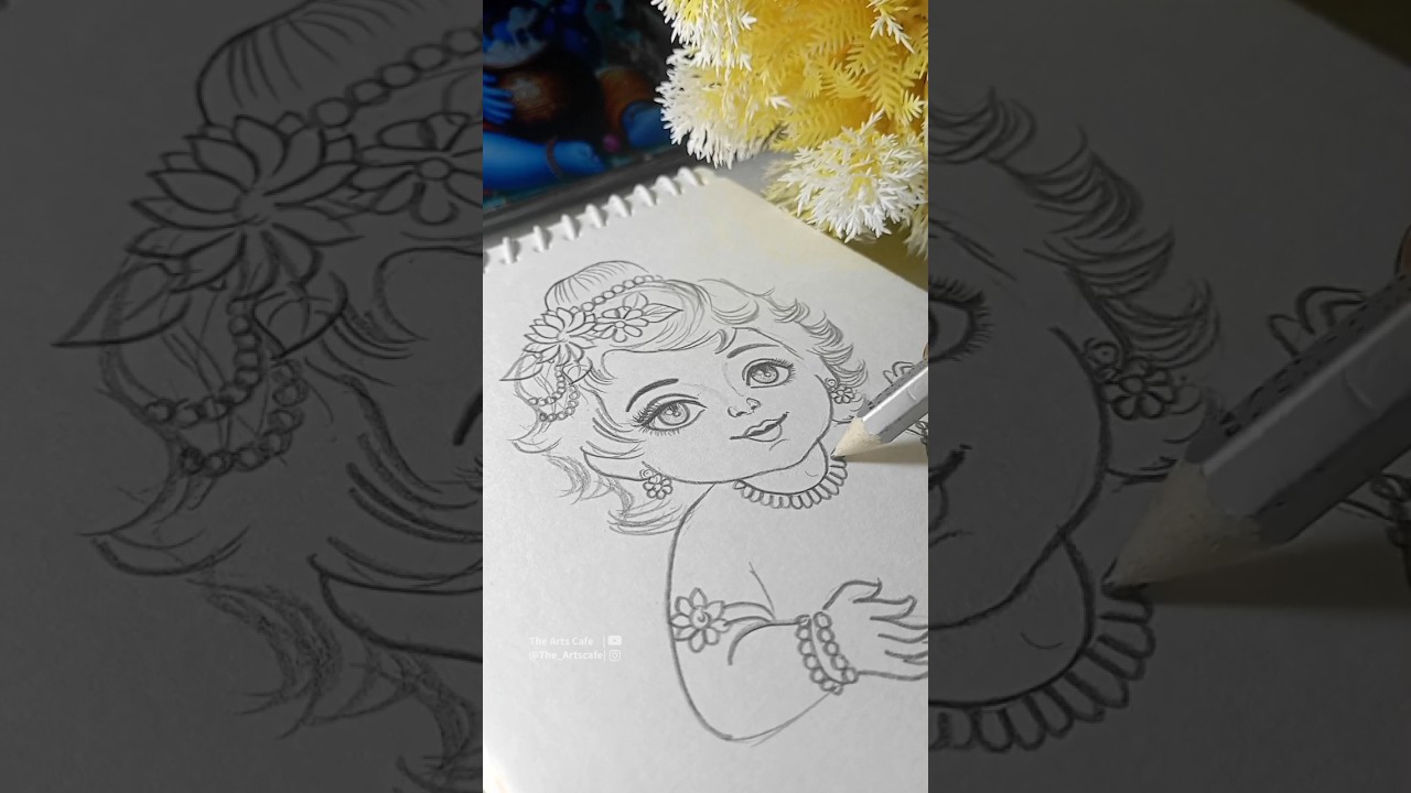 Little Krishna ji drawing 😍❤️|| Krishna ji outline drawing 