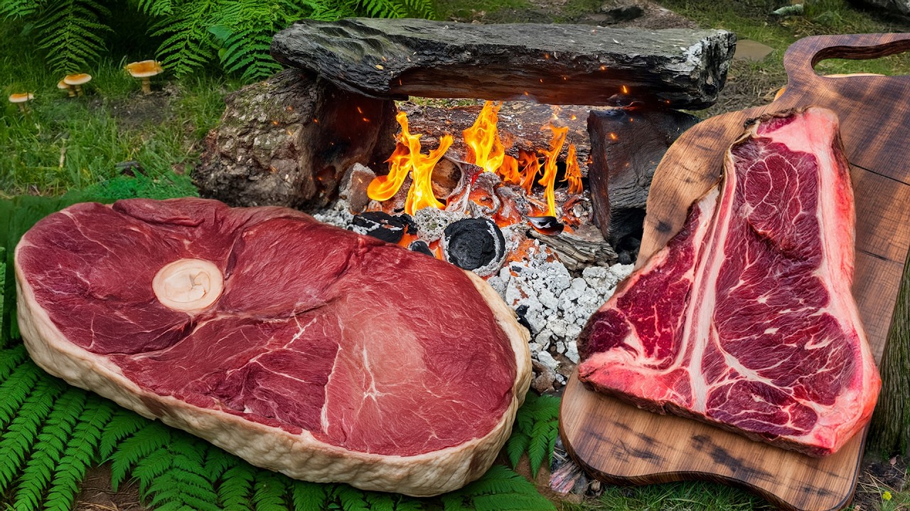 Massive Campfire Steak – Granite Slab Cooking & Bushcraft Style