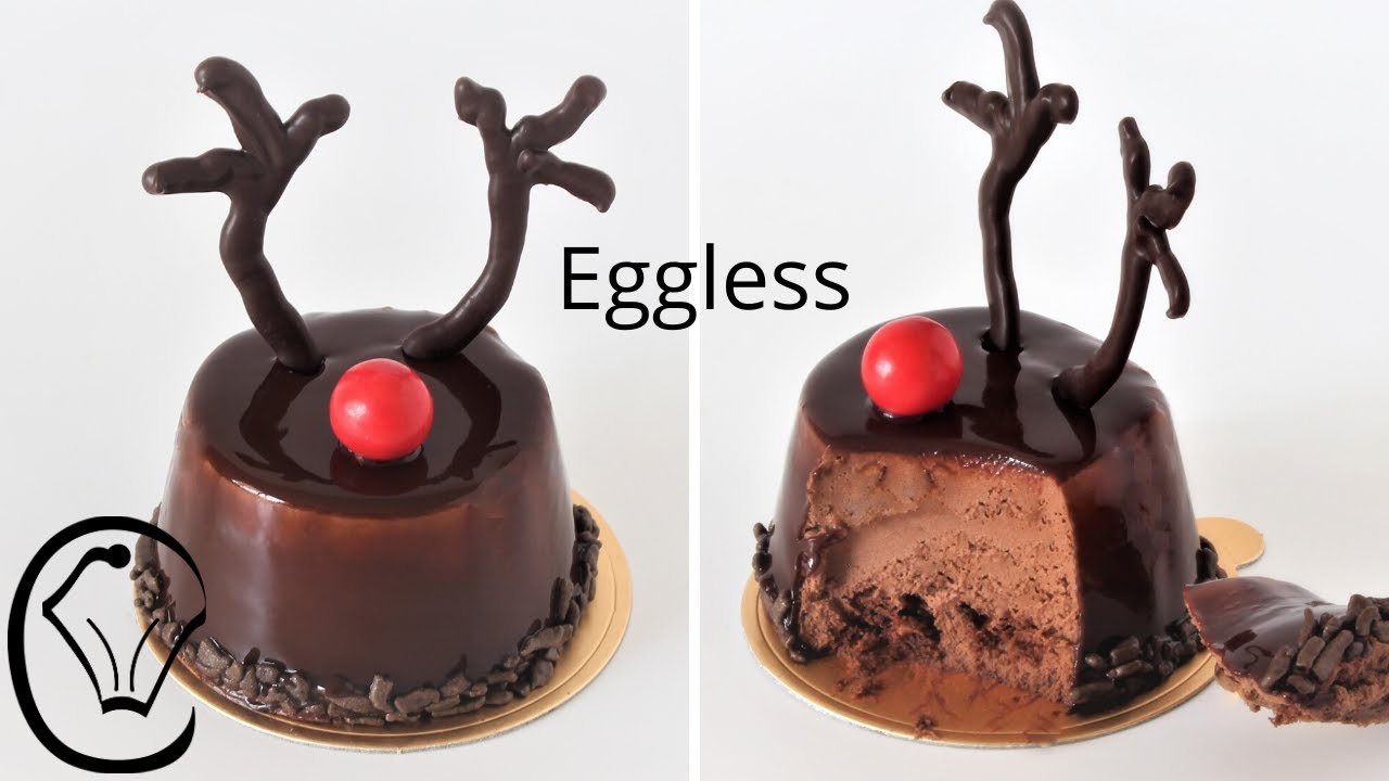 Rudolph Chocolate Mousse Christmas Entremet Shiny Mirror Glaze Cadbury Old Gold Dark 70% Chocolate