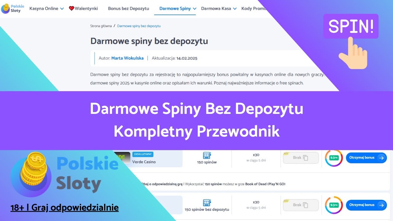 Darmowe spiny bez depozytu - Poradnik od Polskie Sloty🎓 (+ TOP 5 bonusów)