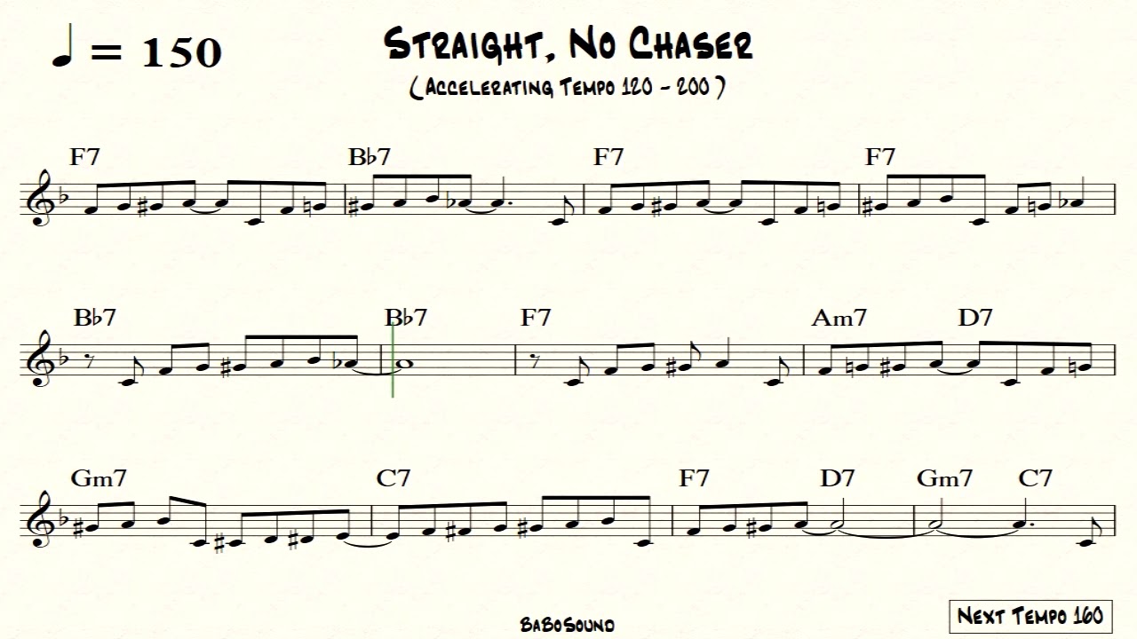 Straight, No Chaser Backing Track For Bass (Accelerating Tempo 120-200)