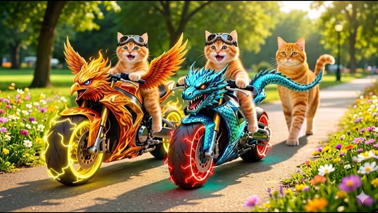 Cute Cat School Story: Bella’s Motorbike Ride and Airplane Trip Across the World