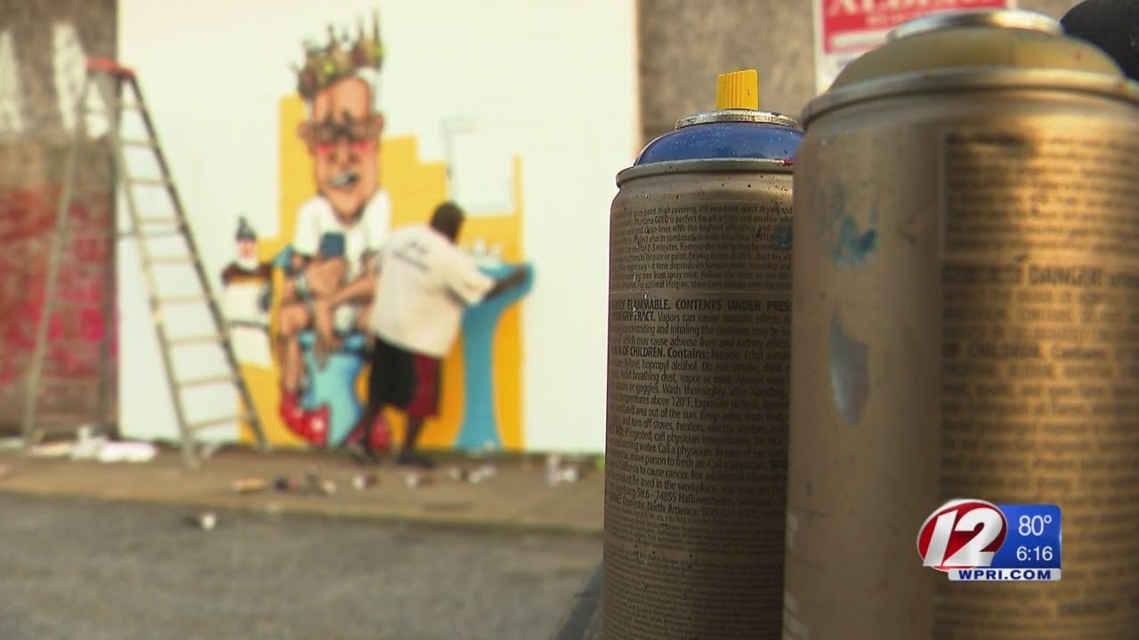 Unusual mural painted in North Providence of Mayor Charles Lombardi