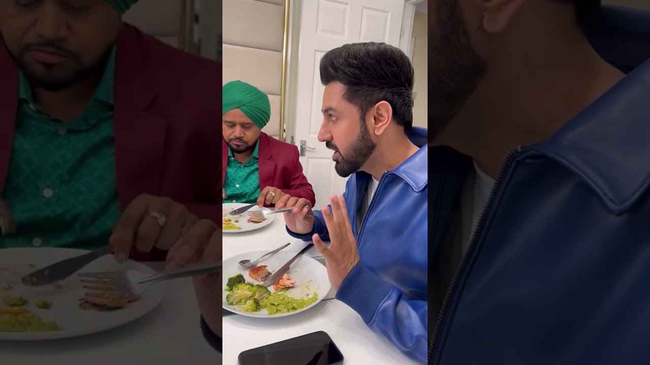 Karamjit Anmol Bhaji kha gaye marri hoi fish 🐠 #gippygrewal #binnudhillon #comedy #punajbi #funny