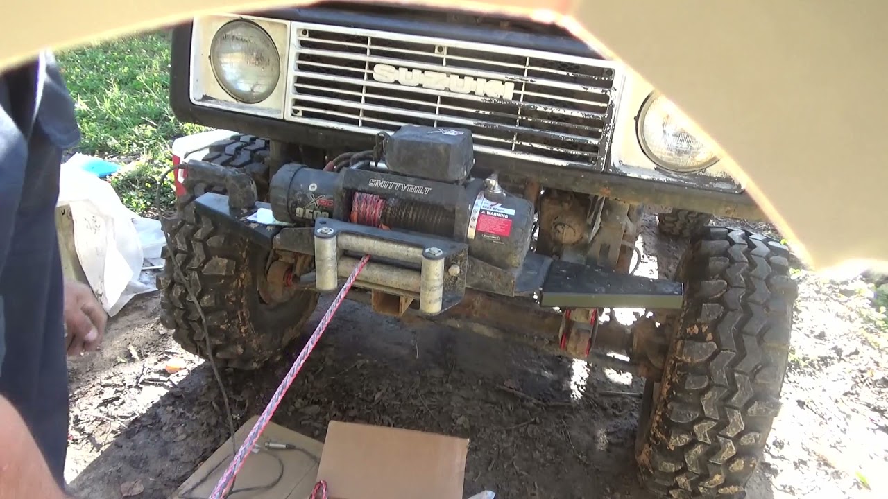 synthetic winch rope upgrade on 9500lb smittybilt winch with bubba ropes winch grabber.