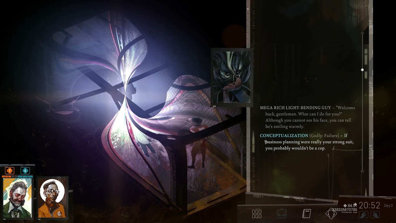 Disco Elysium: Final Cut - Opening cargo container and meeting the Mega Rich Light-Bending Guy
