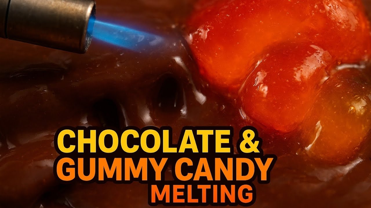 Mesmerizing Close-Up: Chocolate & Gummy Candy Melting Macro | Satisfying Melt ASMR