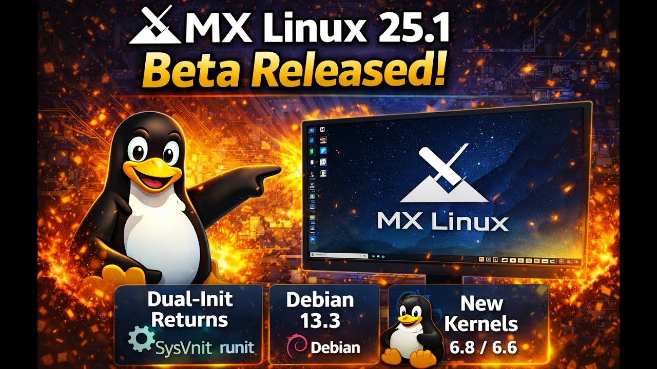 Вышла бета-версия MX Linux 25.1 | Возвращается функция двойной инициализации, Debian 13.3 и новые...