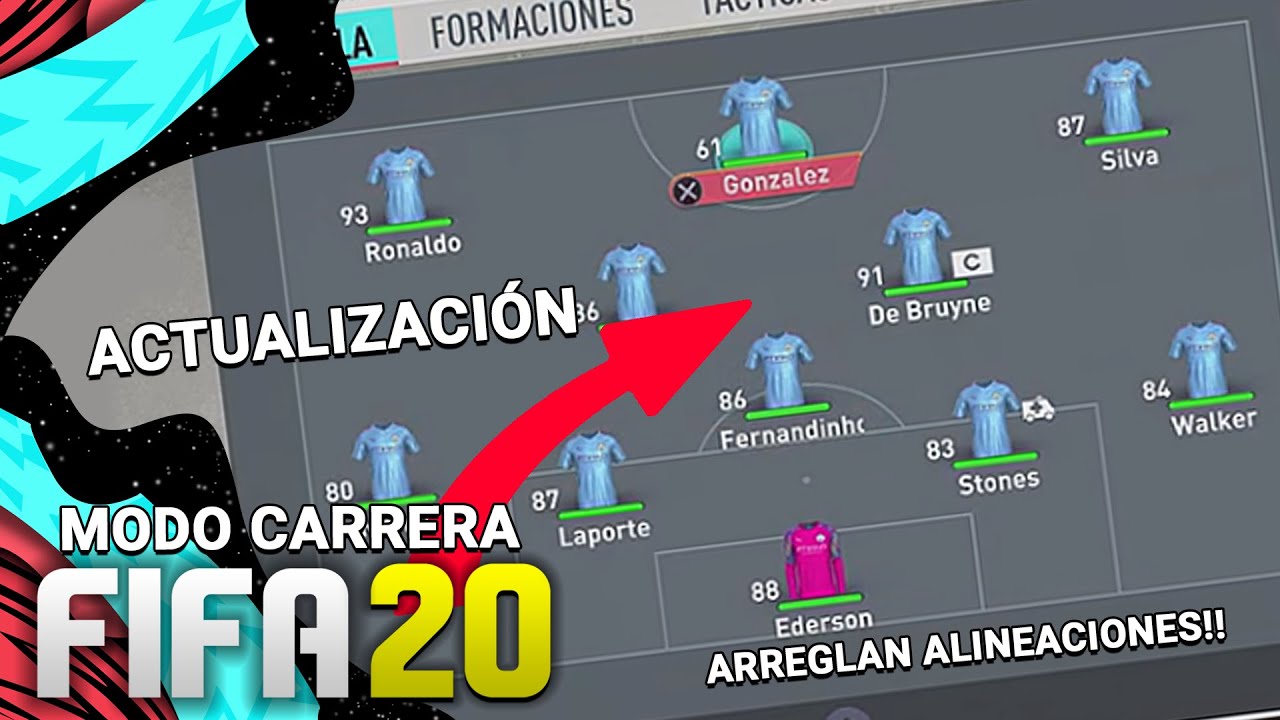 NUEVA ACTUALIZACIÓN PARA MODO CARRERA DE FIFA 20 ARREGLAN ERROR DE ALINEACIONES EN EQUIPOS GRANDES