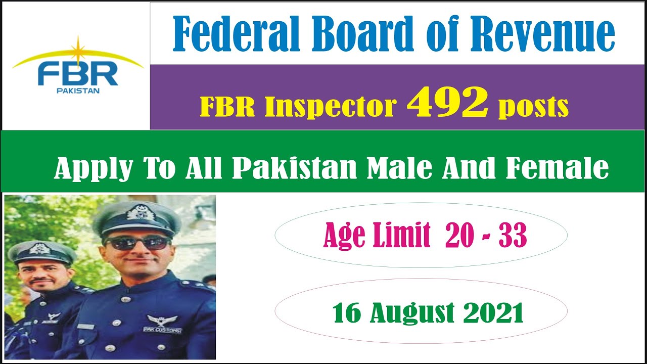Federal Board Of Revenue Inspector inland Jobs  2021 I FBR Inspector inland 2021