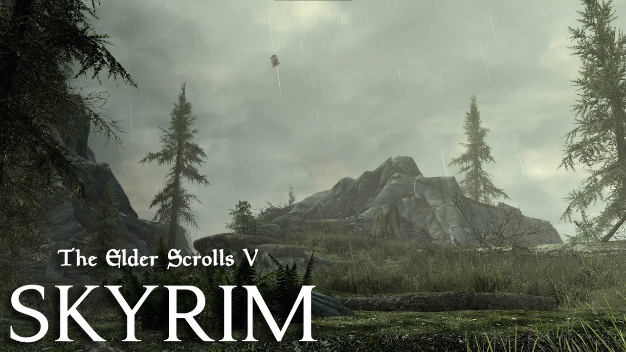 1 Hour of Skyrim - Relaxing Rain & Thunder Storm Sounds (Music)