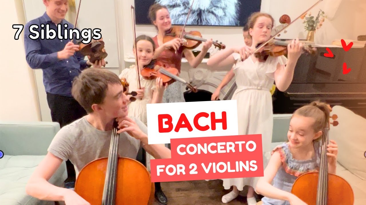 Concerto for 2 Violins 1st Mvt. 🎶 7 Siblings Play Bach ❤️