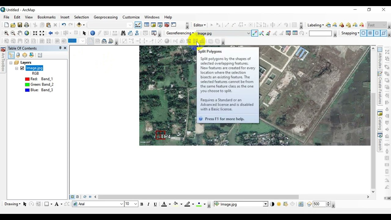 Geo referencing Google Earth Image in Arcgis