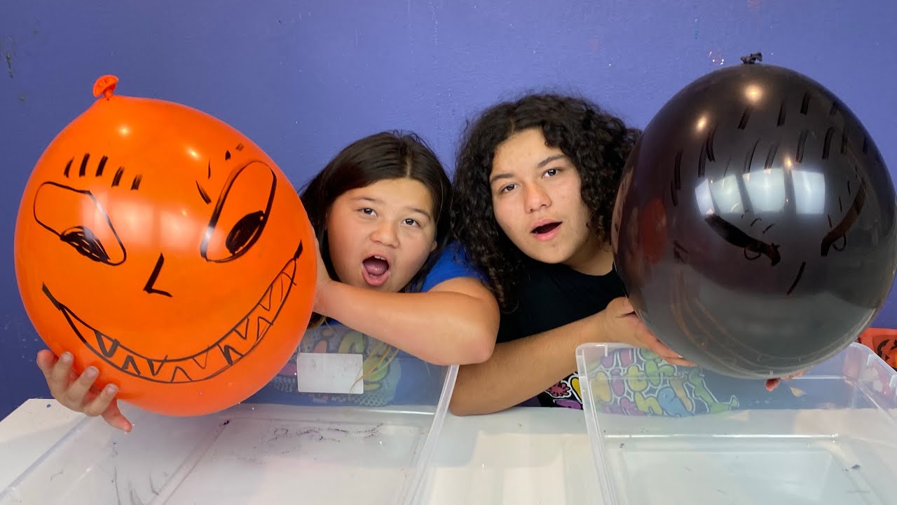 Making Slime With Balloons! Slime Balloon Tutorial Halloween Edition