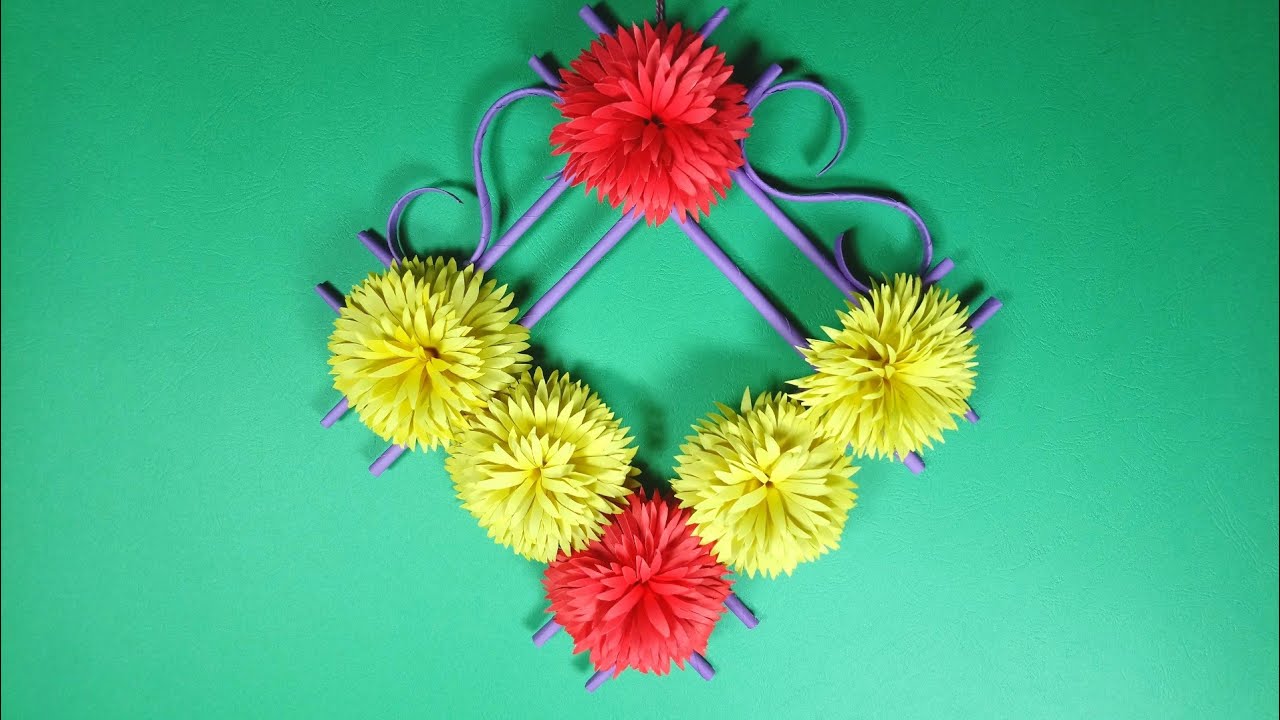 DIY | Beautiful Wall Hanging Idea With Color Paper Flower