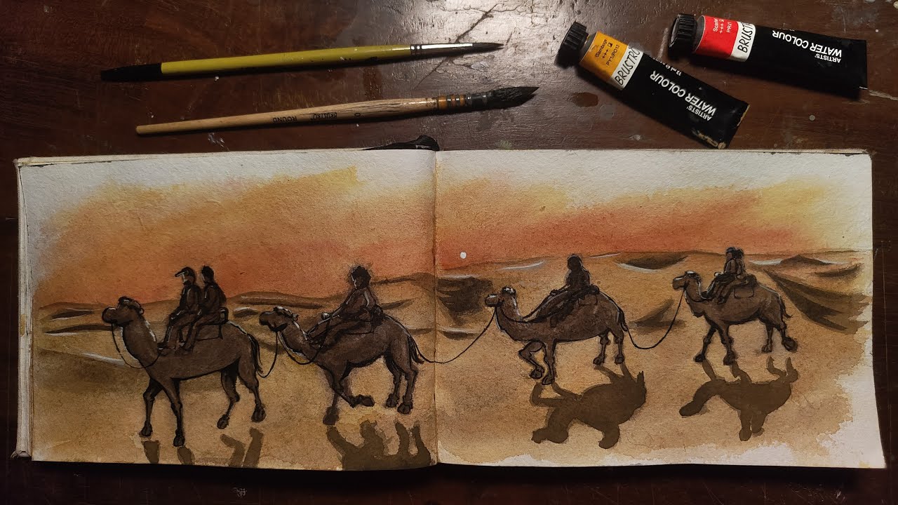 Quick & Easy Desert Sunset in Loose Watercolor 🏜️| Full Step by Step Process