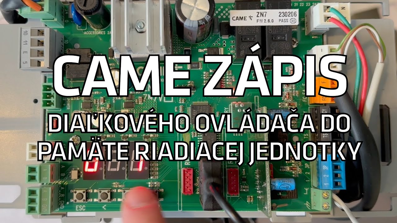 CAME z&aacute;pis ovl&aacute;dača do pam&auml;te riadiacej jednotky s displejom