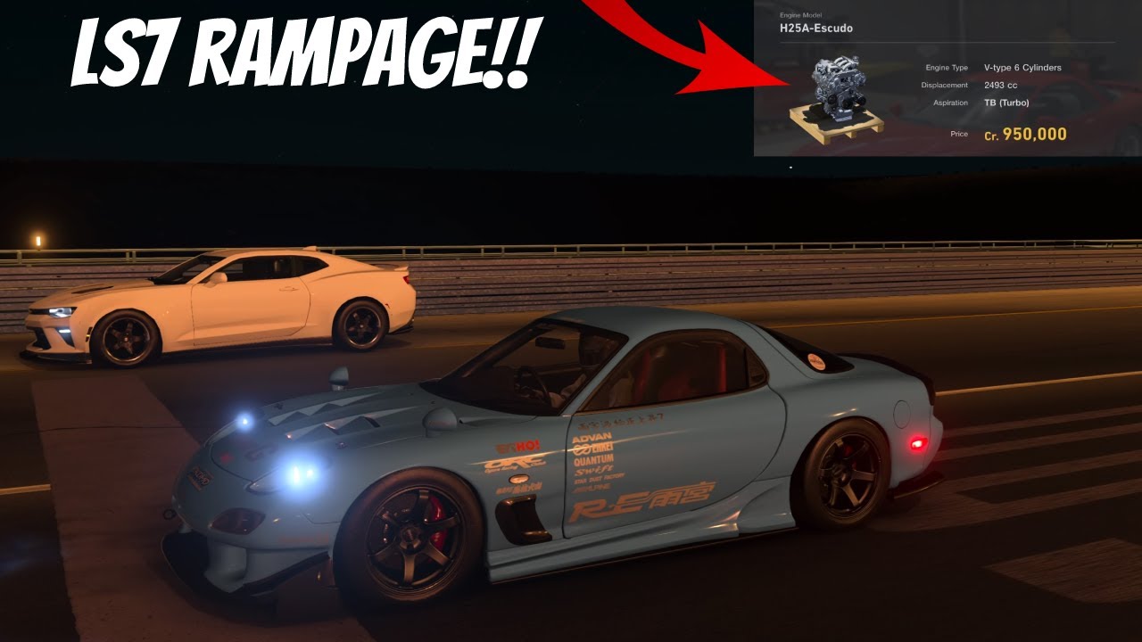 Gran Turismo 7 - Mazda RX-7 gets the LS7 Rampage! Roll Racing on Route X!