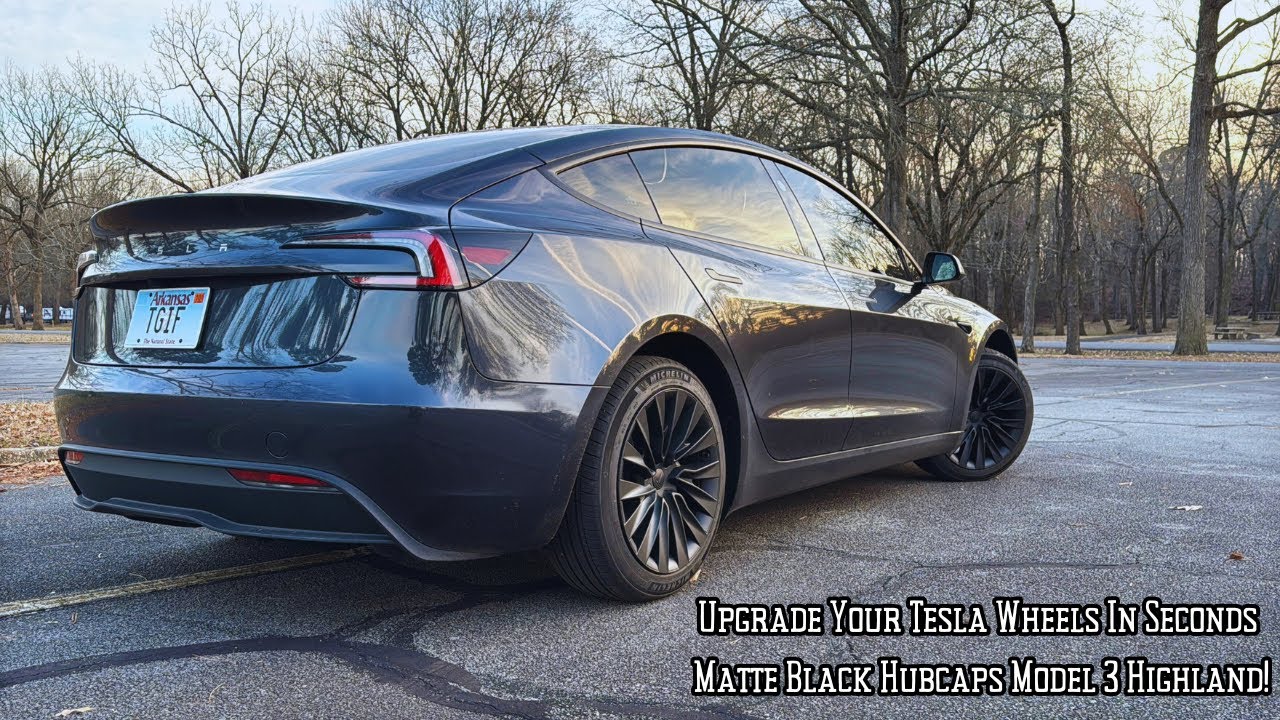 Матово-чёрные колпаки 18 дюймов для Tesla Model 3 Highland | Простая установка и долговечные колпаки