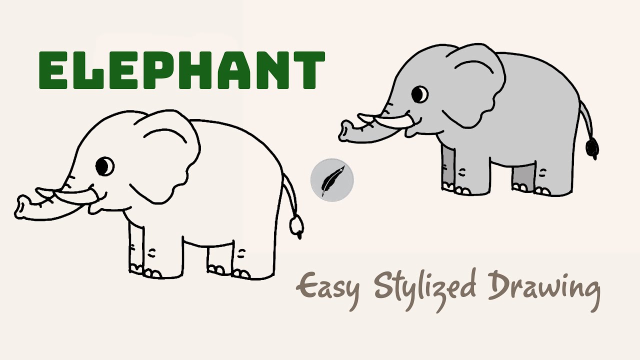 How to Draw a Stylized Elephant  Easy and Simple Beginner Drawing 