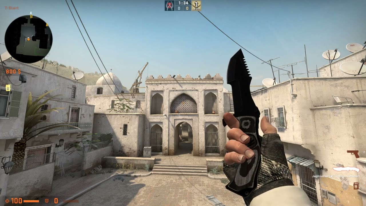 Knife Glove Combo Unhinged Gloves and Huntsman Knife Black Laminate CS:GO