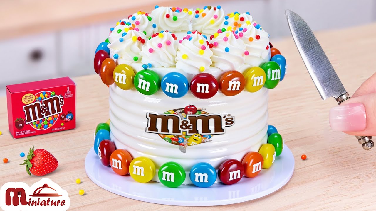 Miniature Cake Decorating with M&M's 🍬 | Colorful and Fun ASMR Cake Tutorial | Miniature Cooking