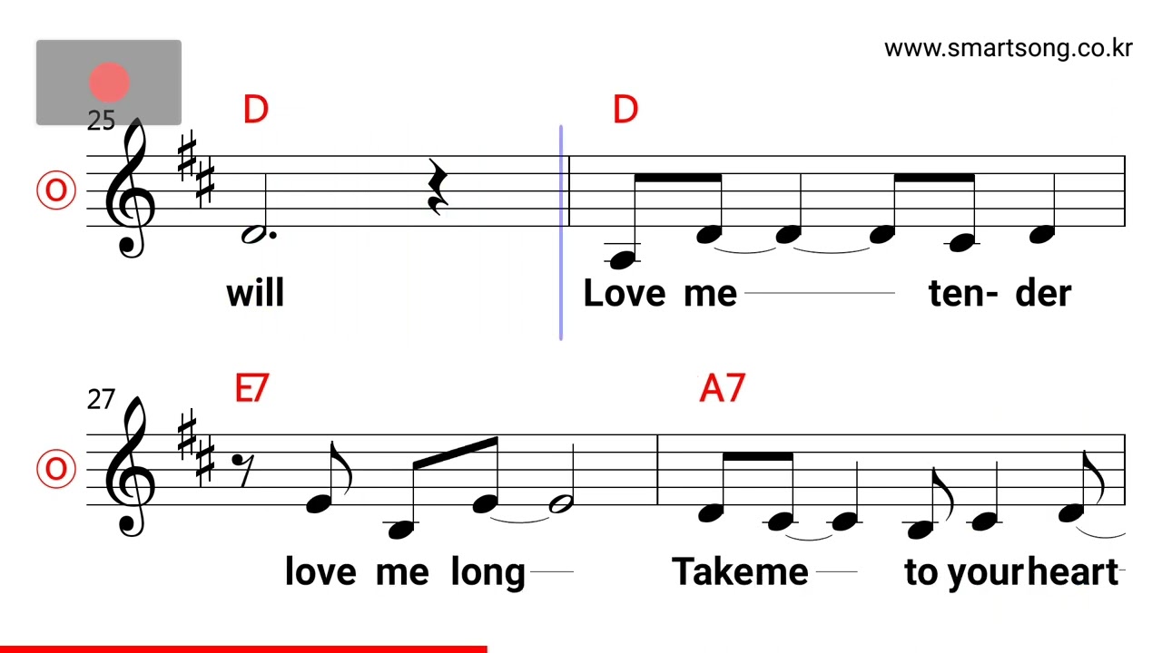 Elvis Presly - Love Me Tender (Key of D Major) MR