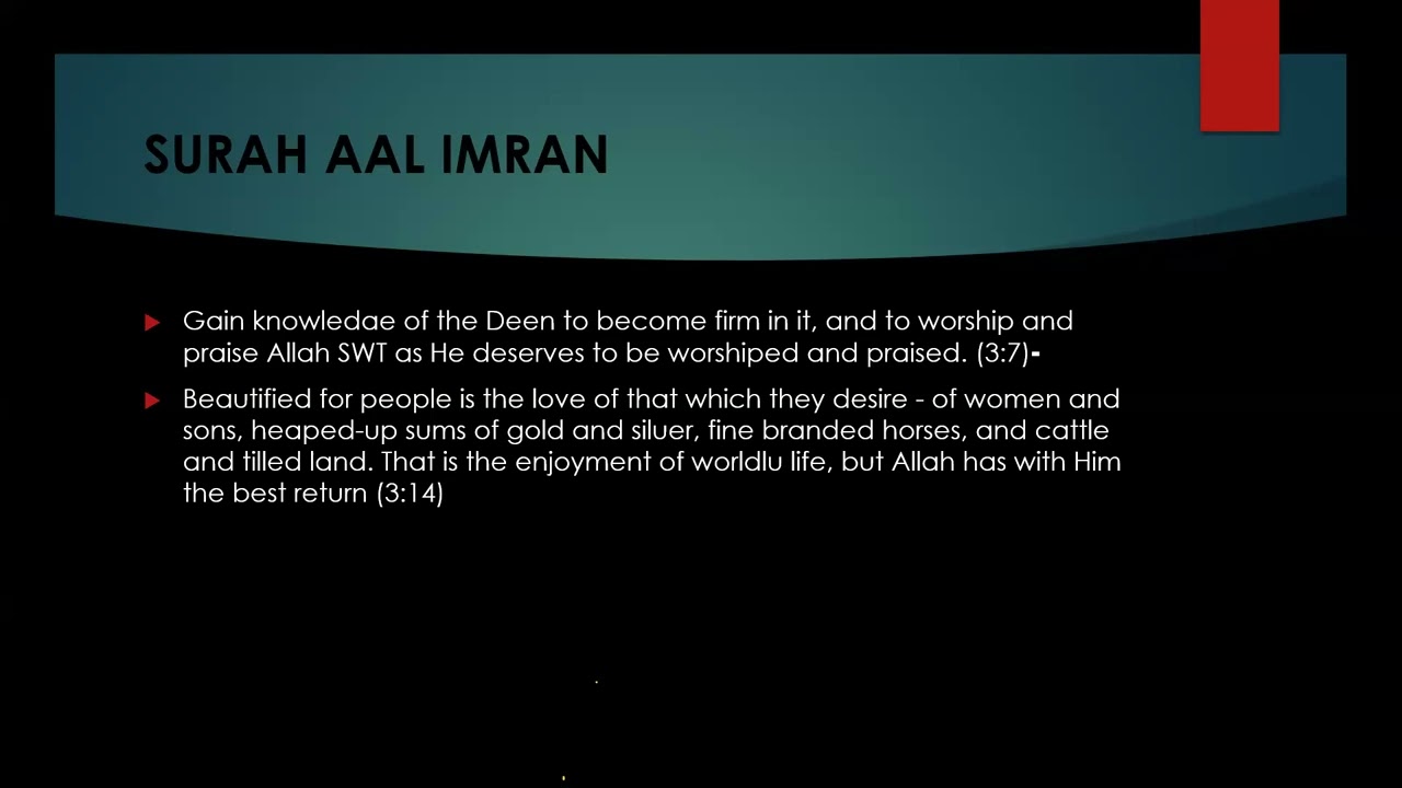 Lessons From The Quran class 13