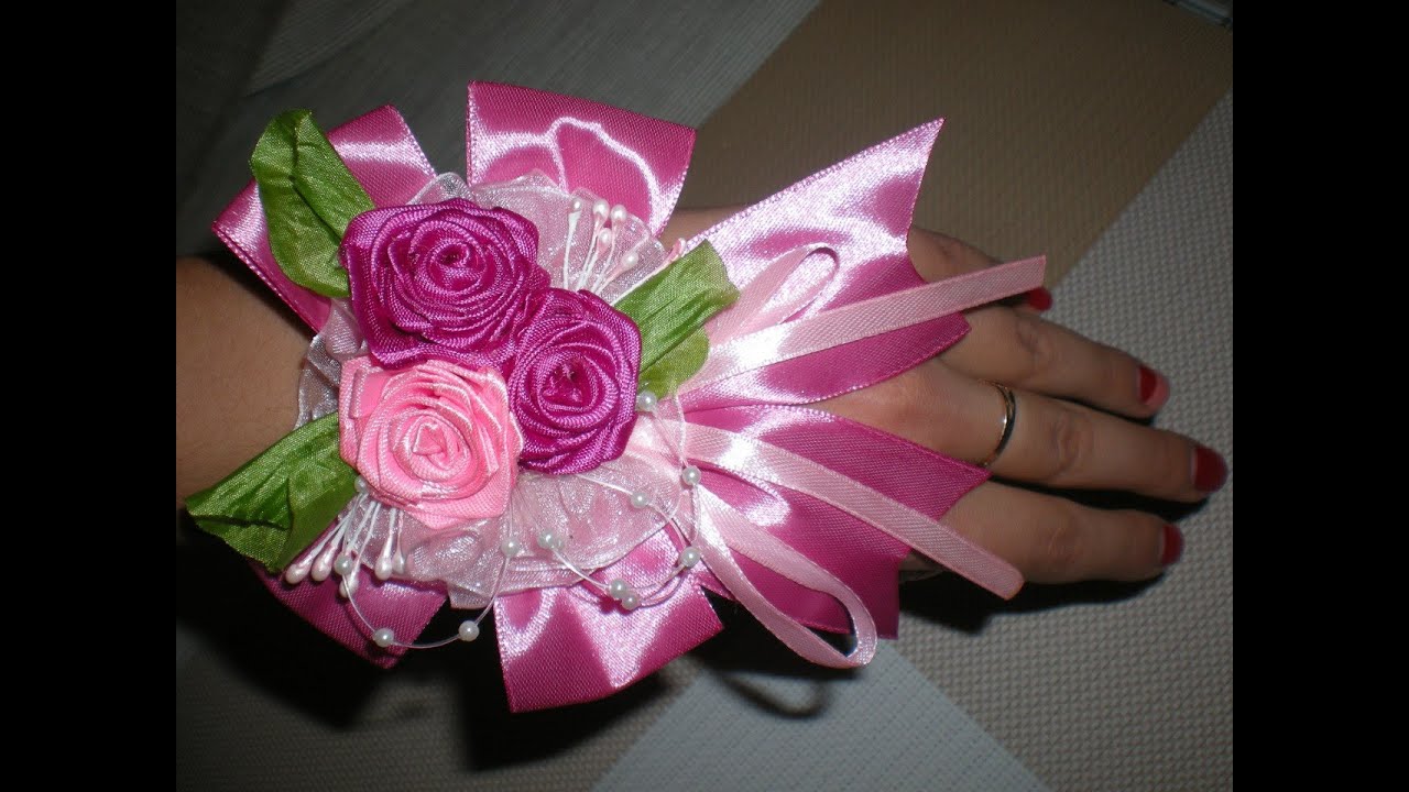 Бутоньерка на руку для свидетельницы.Свадьба в цвете Фуксии часть 5 / Wedding flowers