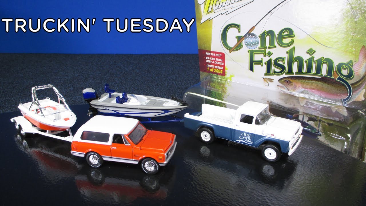 Truckin' Tuesday 2017 Gone Fishing Vehicle, Boat And Trailer combo R2, A & B by Johnny Lightning