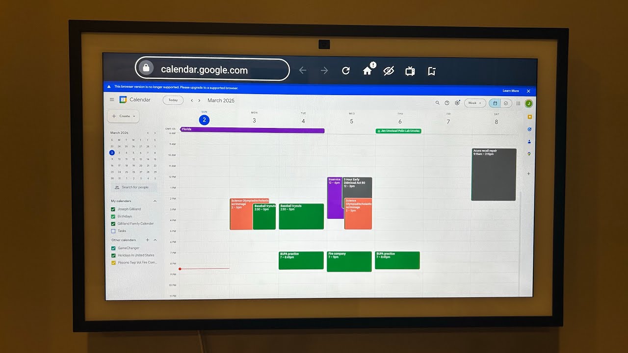 Google calendar on Amazon echo show 21