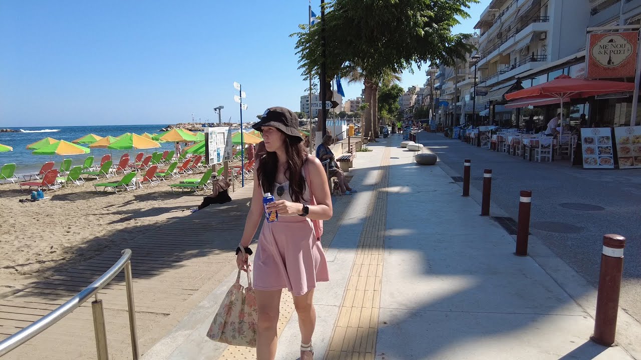 Greece 🇬🇷 | Crete Summer 2022 - Walking tour Chania #469
