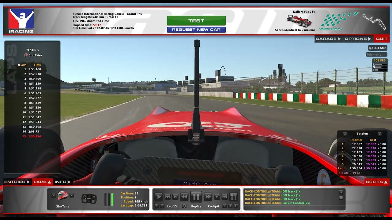 iRacing F3 Fixed Suzuka 1:50.354 22S3