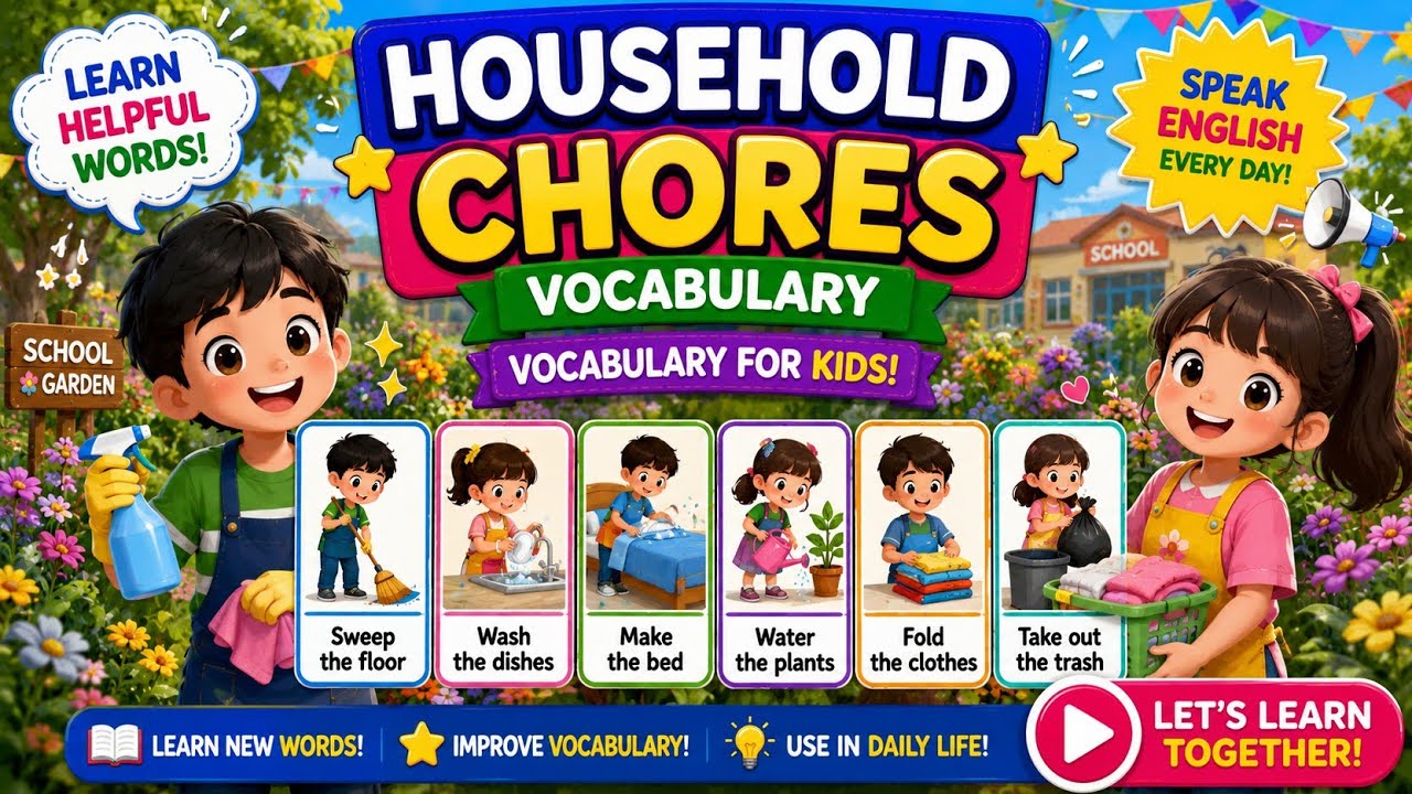 Household Chores Vocabulary|Vocabulary For Kids|Educational Channel|Esl