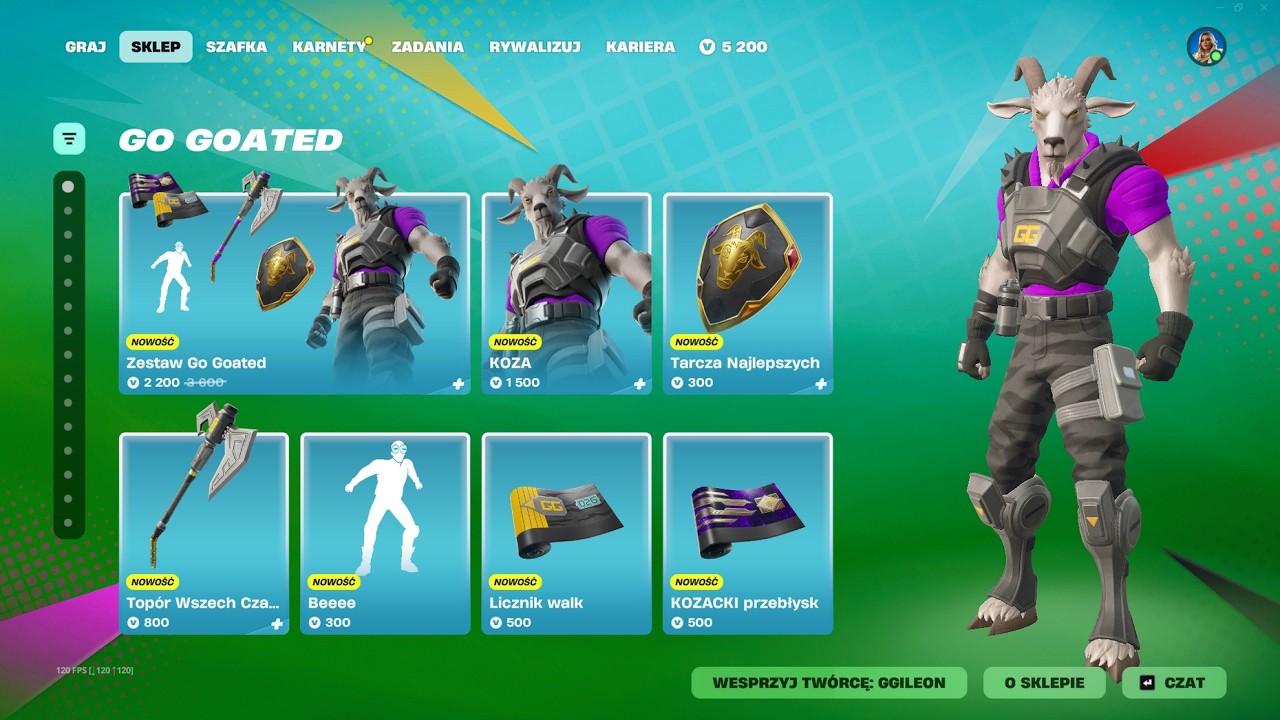 SKLEP FORTNITE 12.06.2026 *NOWY SKIN KOZA, IKONOWE EMOTKI, PIŁKARKI, NOWE BUTY, CONTROL, FORTUNA*