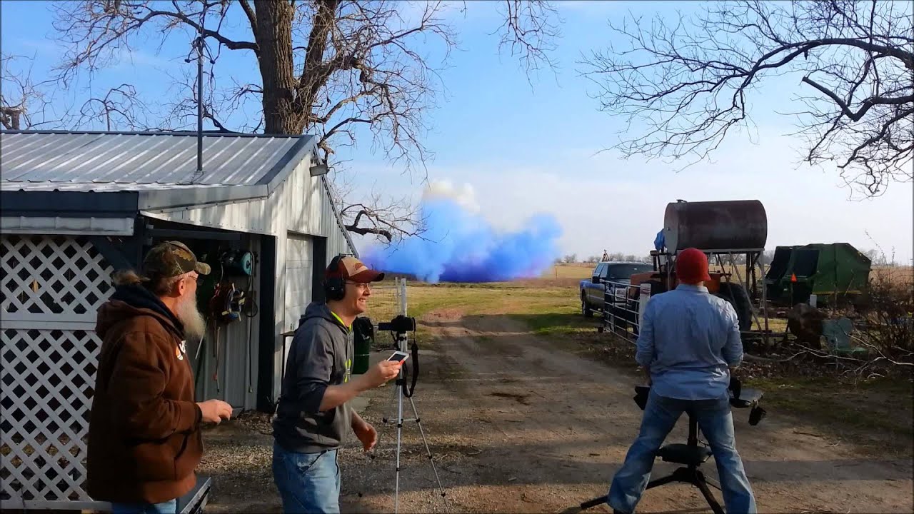 4lbs Tannerite + 15lbs colored chalk = baby gender reveal [camera 2]