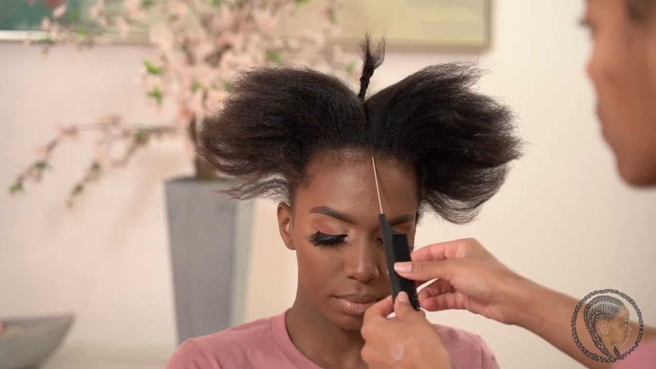 Stitched Curly Bun on Thick Natural Hair