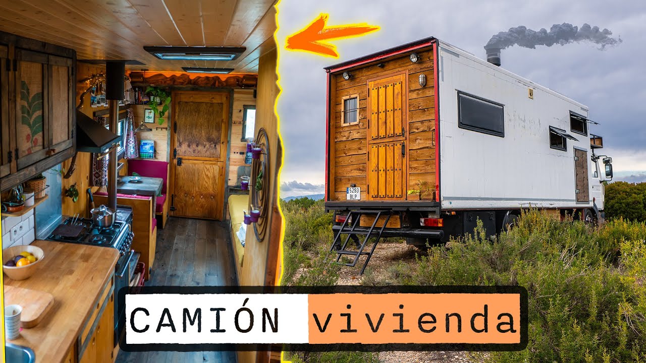 No quería pagar más alquiler y compró un CAMIÓN camper con CHIMENEA🚚 VANTOUR español Vivir en ruta